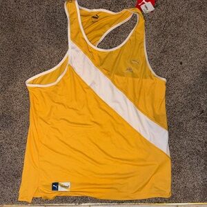 Puma Vibrant Yellow and White Athletic Tank, new